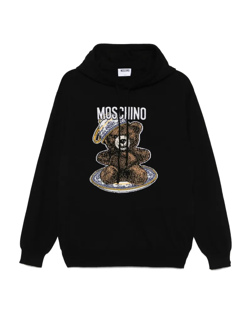 Moschino Teddy Bear-intarsia Hoodie Black