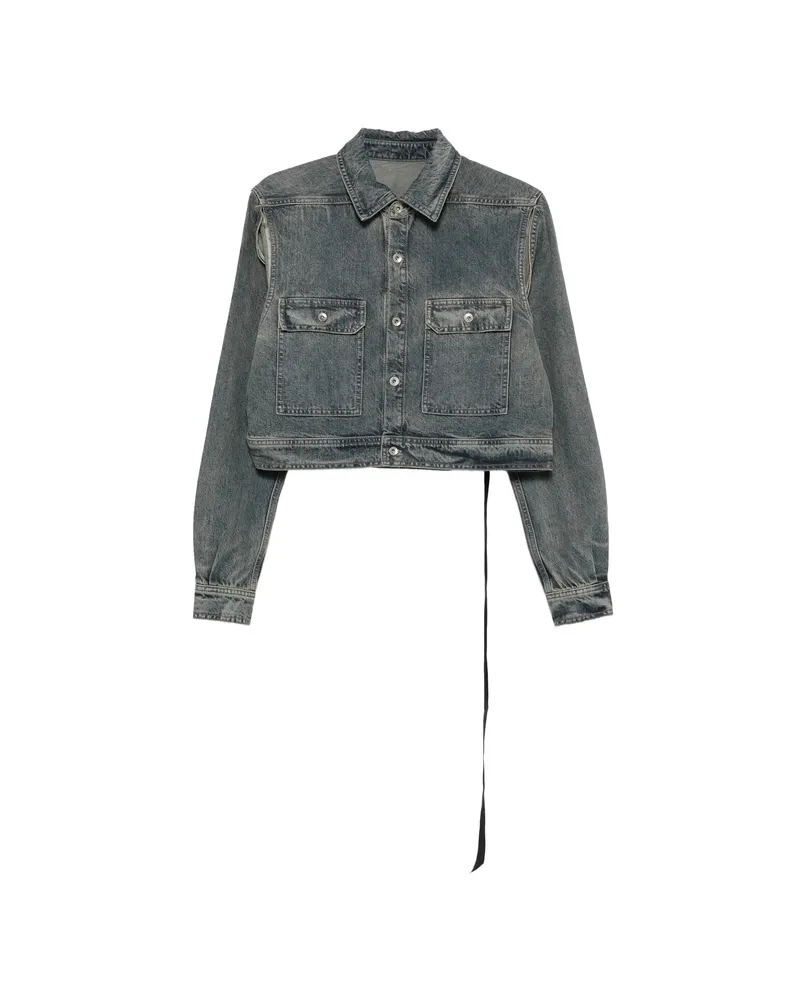 DRKSHDW by Rick Owens Cropped Cut-out Denim Jacket Blue