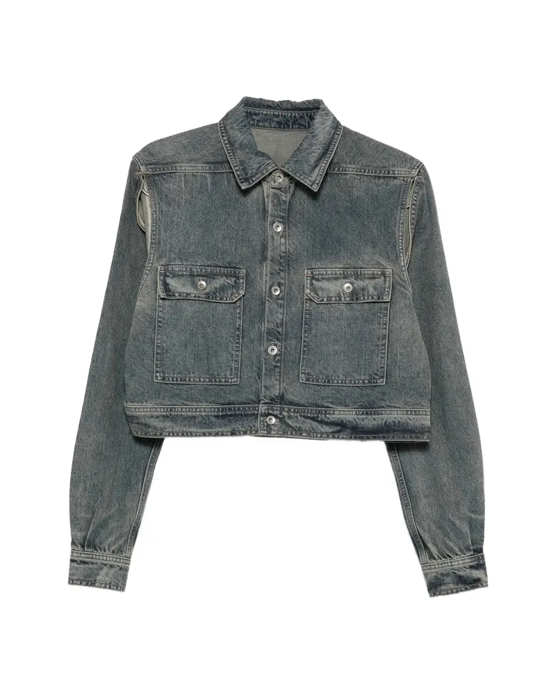 DRKSHDW by Rick Owens Cropped Cut-out Denim Jacket Blue
