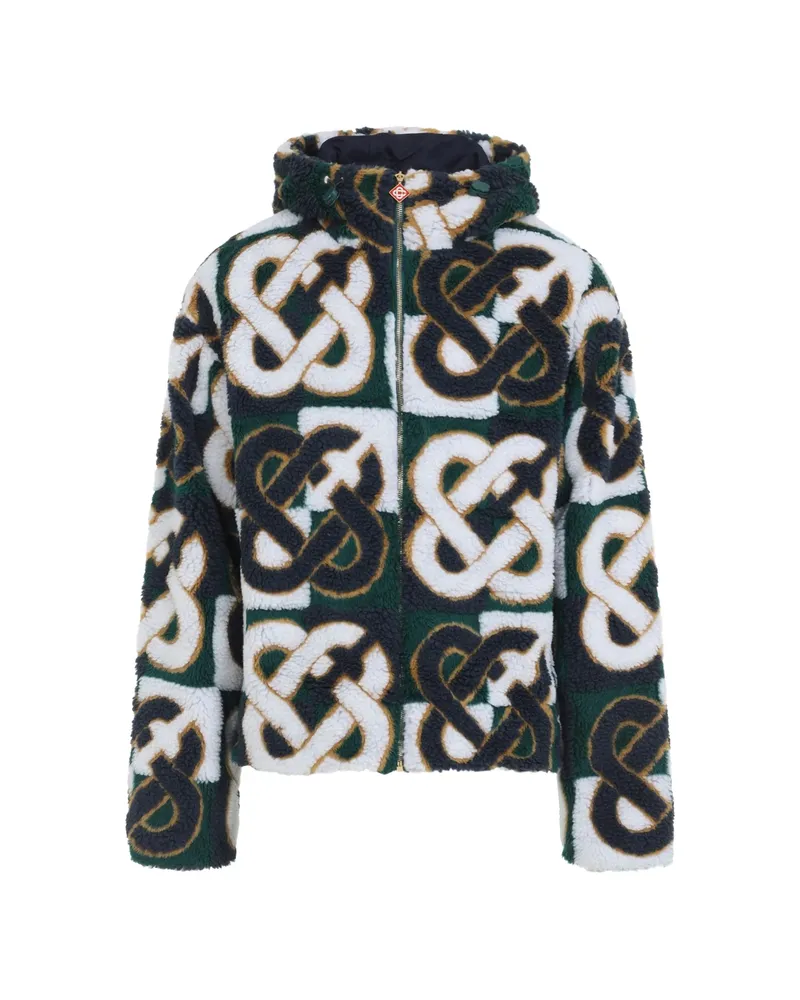 Casablanca Paris Monogram Hooded Fleece Jacket Green