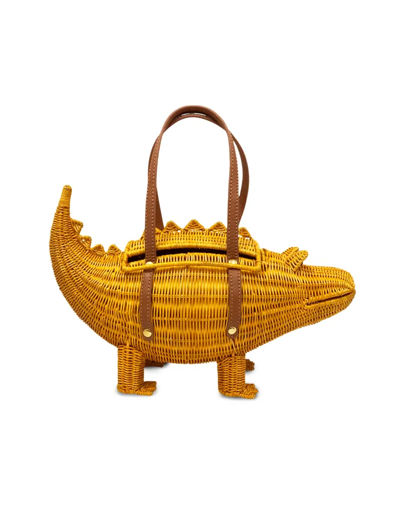 Serpui Crocodile Handle Satchel Yellow