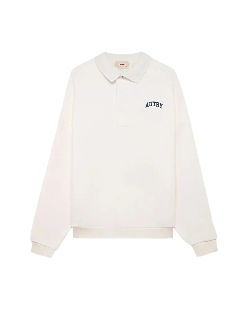 AUTRY Long-sleeve Logo-detail Polo Shirt Neutrals