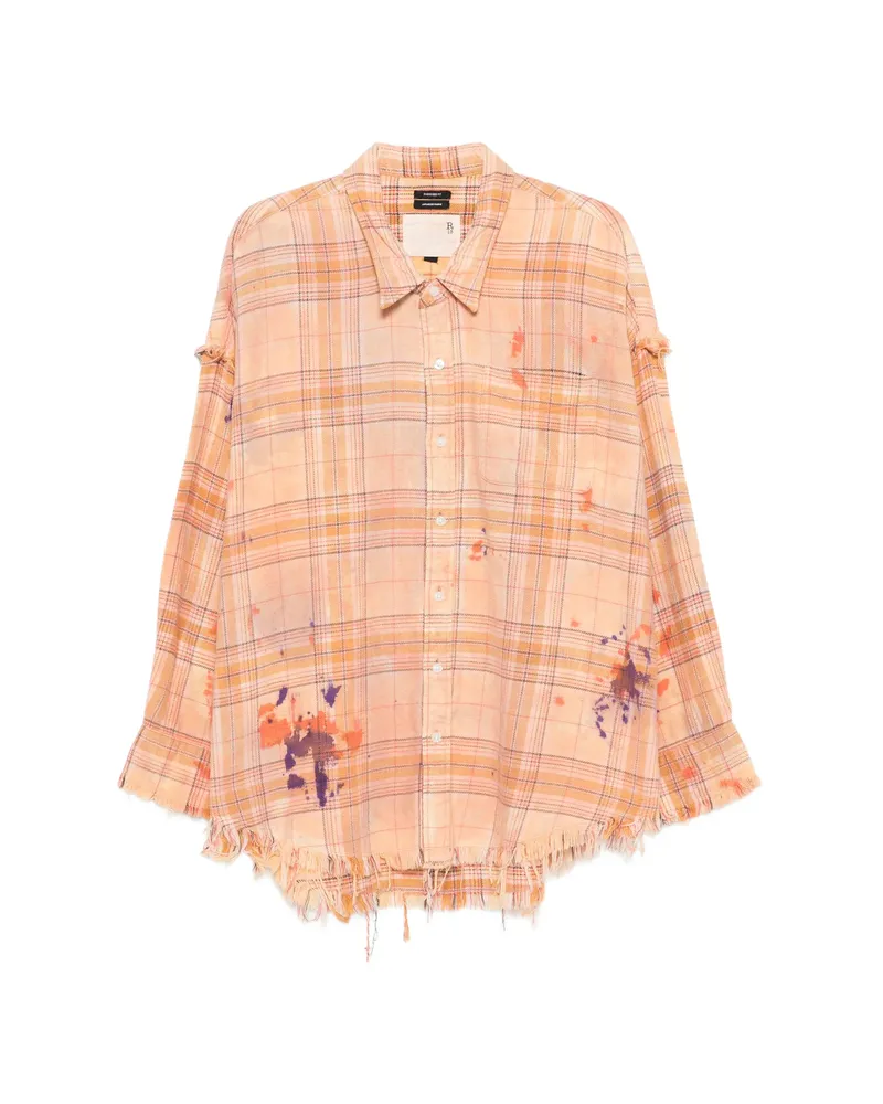 R13 Plaid Frayed Shirt Orange