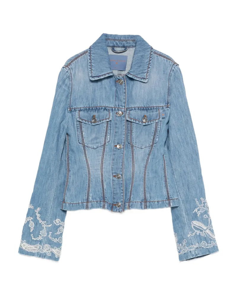 Ermanno Scervino Embroidered Denim Jacket Blue