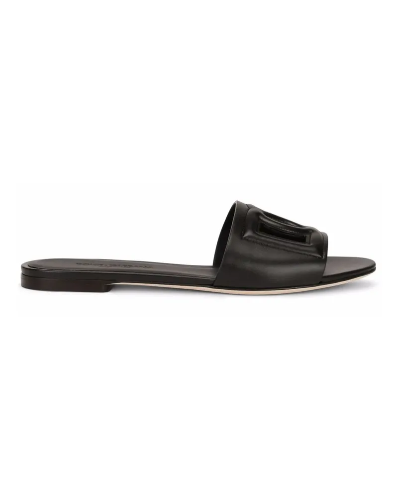 Dolce & Gabbana DG Logo Flat Sandals Black