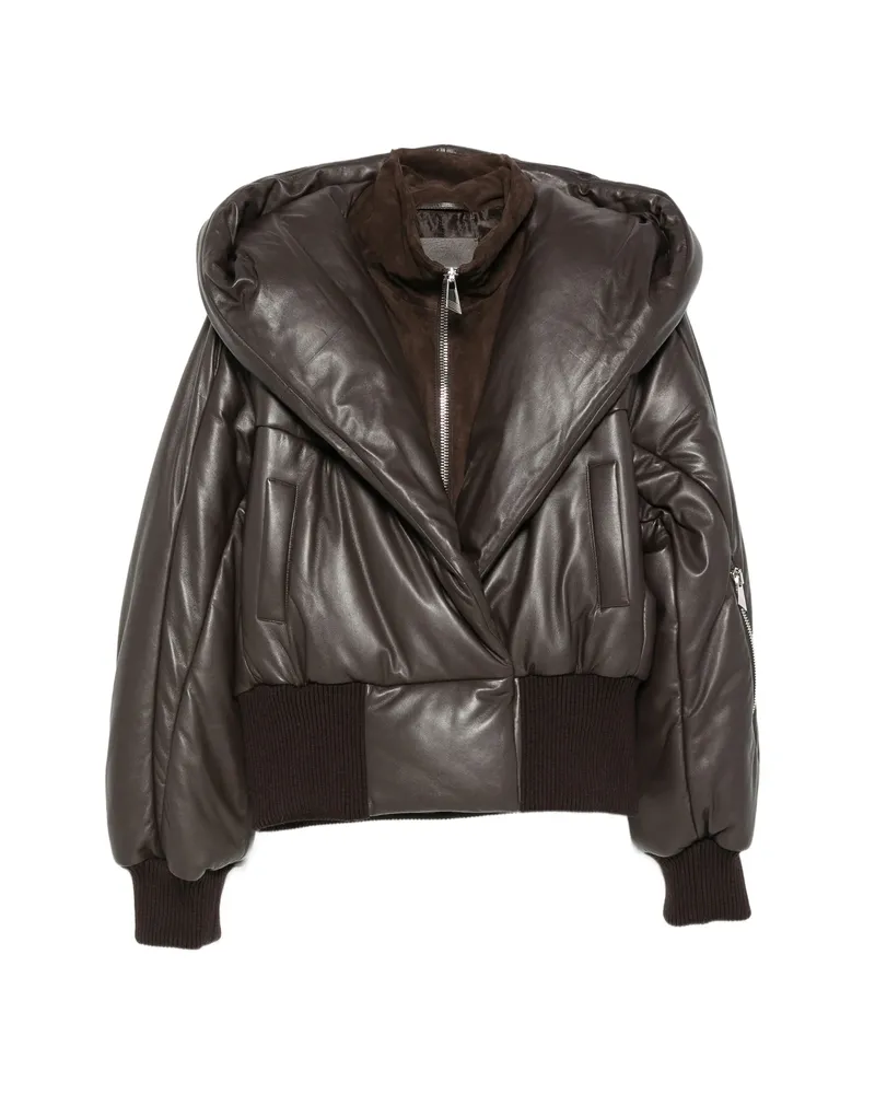 ATTICO Quilted Hooded Jacket Brown