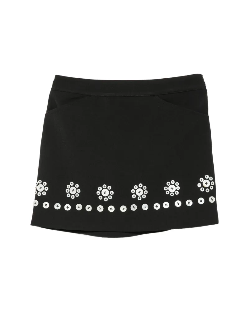 Stine Goya Button-embellished Floral-motif Mini Skirt Black