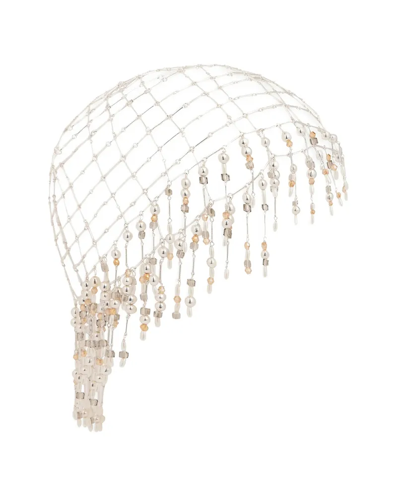 Paco Rabanne Pearl-embellished Hair Beanie Silver