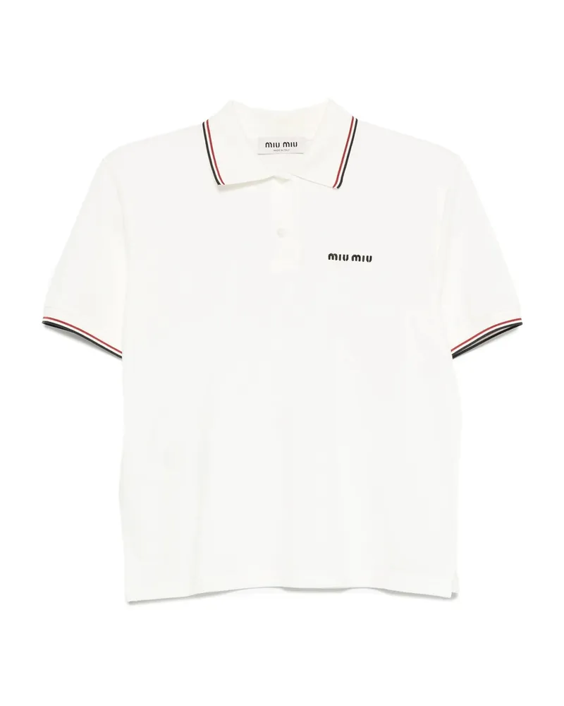 Miu Miu Logo-embroidered Polo Shirt White