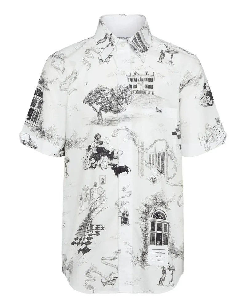 Thom Browne Toile-print Short-sleeve Shirt White