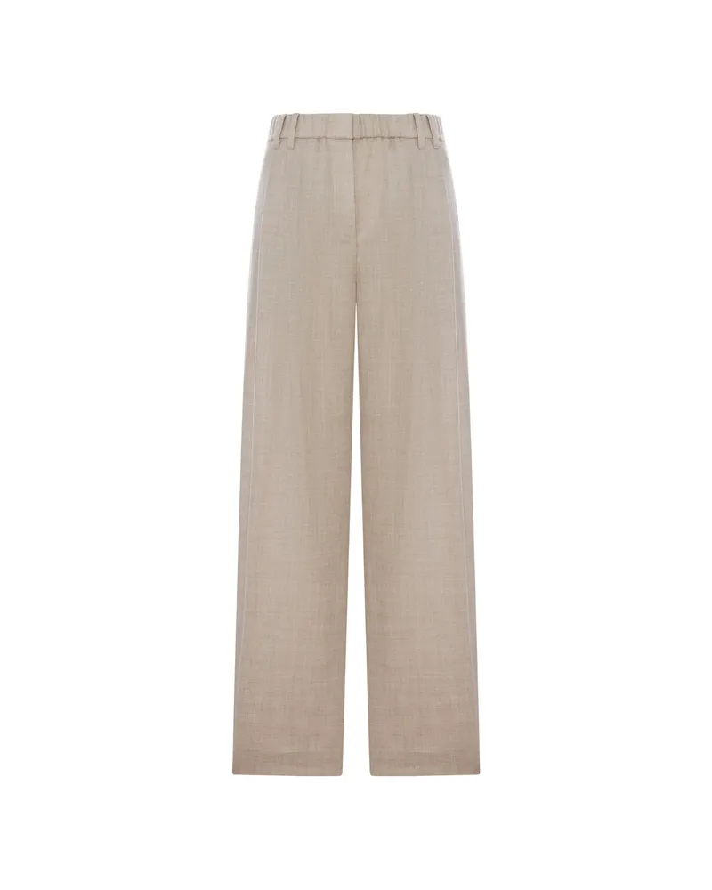 Brunello Cucinelli Straight-leg Cashmere Trousers Neutrals