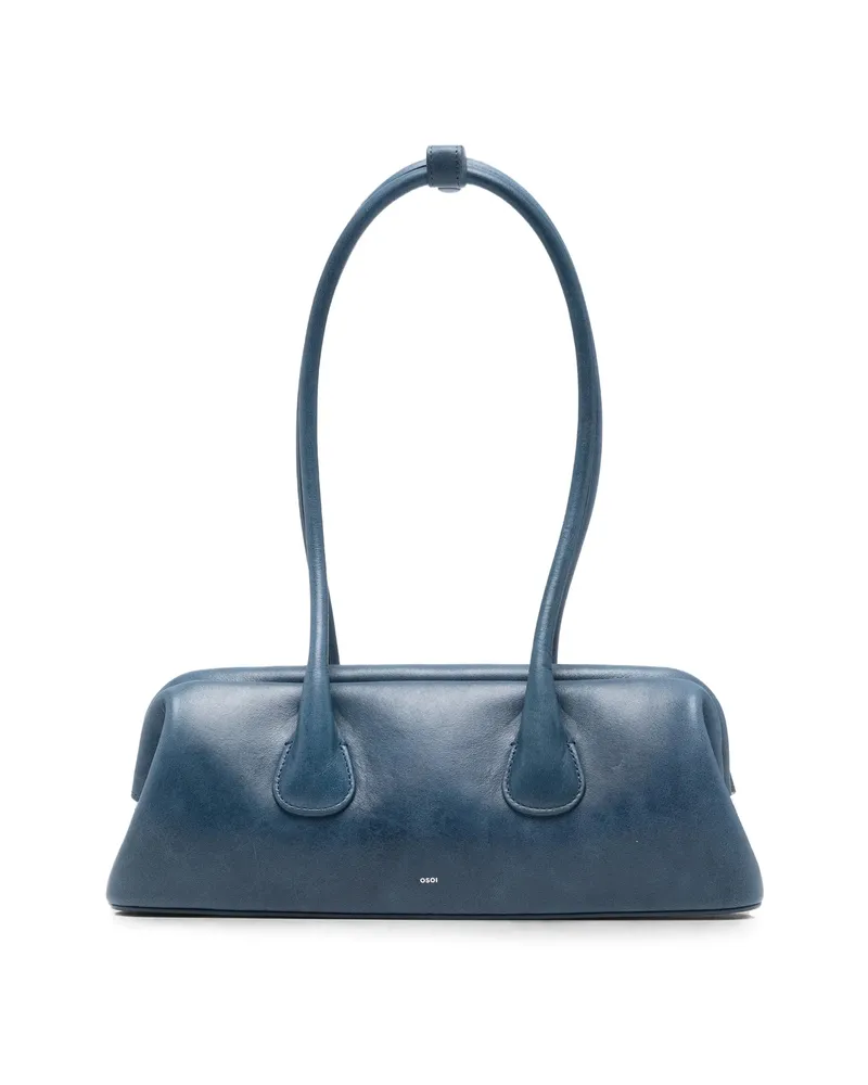 OSOI Mini Boat Wide Leather Shoulder Bag Blue