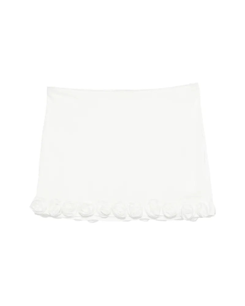 Oséree Rose-appliqué Mini Skirt White