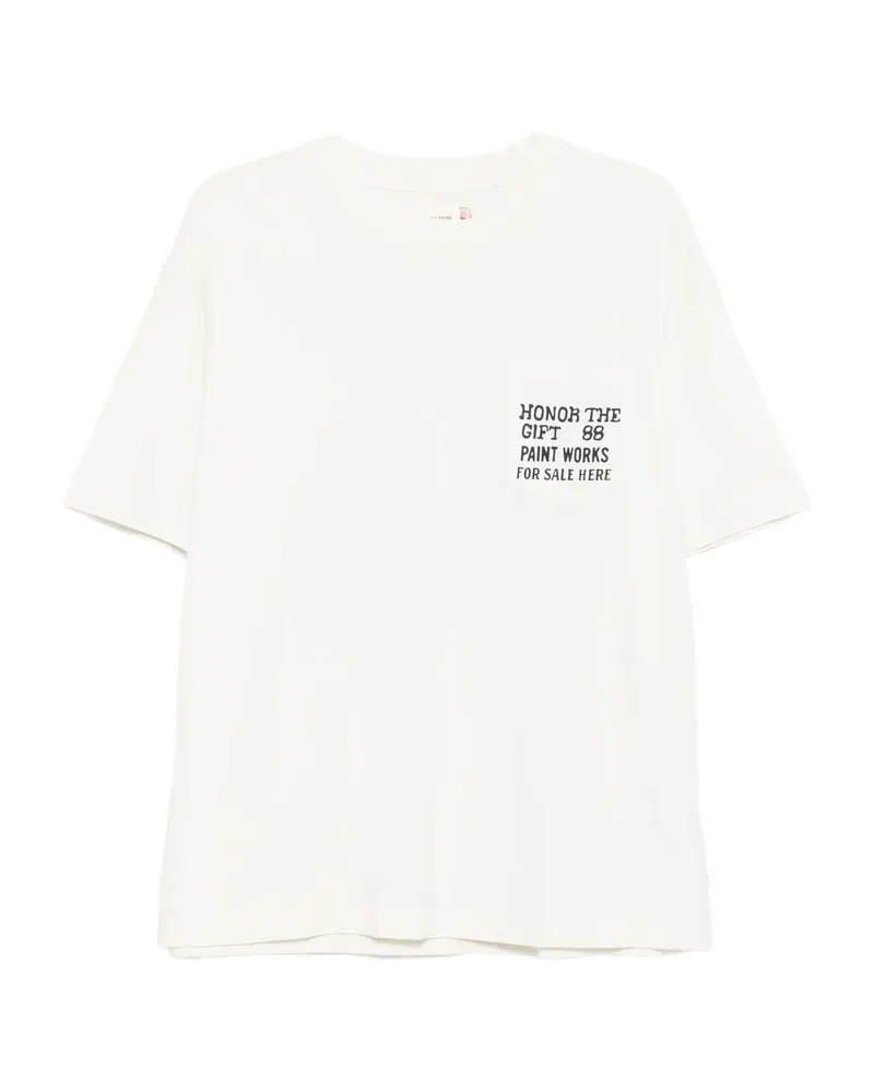 Honor The Gift Chest-pocket Graphic-print T-shirt White