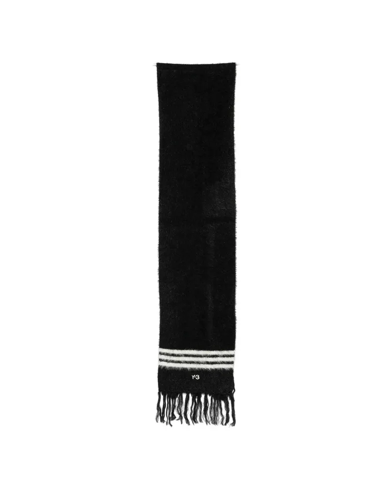 Y-3 3-Stripes Fringed Scarf Black