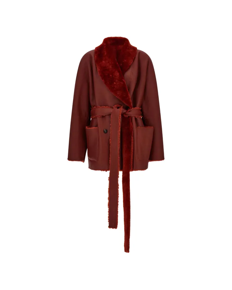 Ferragamo Reversible Shearling Jacket Red