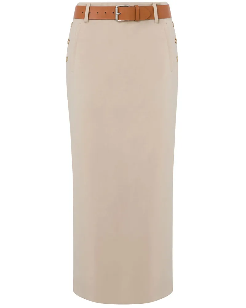 Moschino Belted Midi Skirt Neutrals