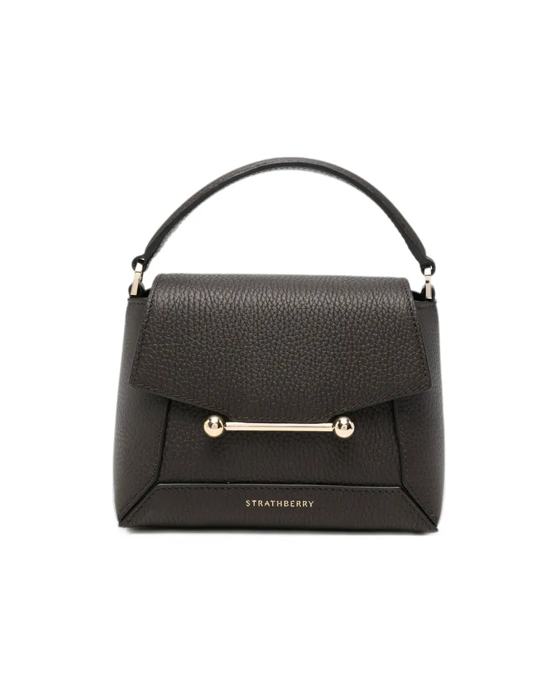 Strathberry Nano Mosaic Leather Tote Bag Brown