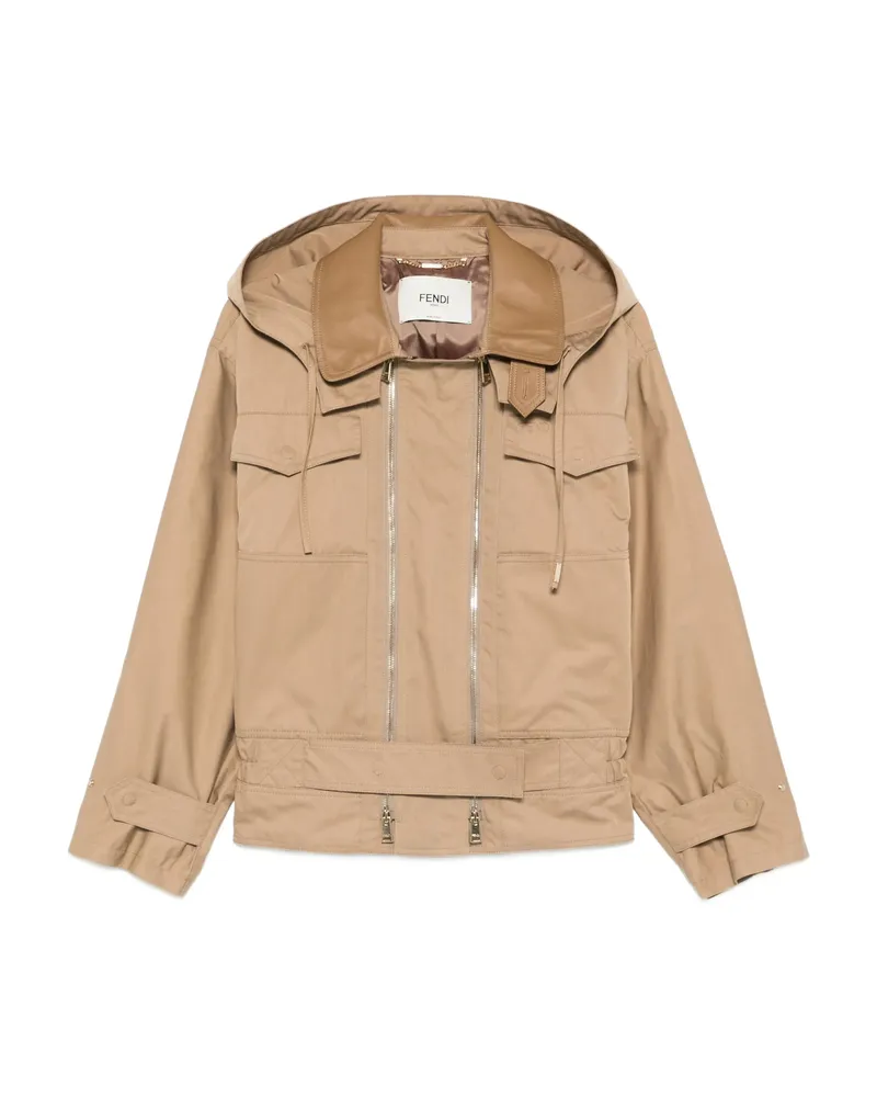 Fendi Logo-detail Jacket Neutrals