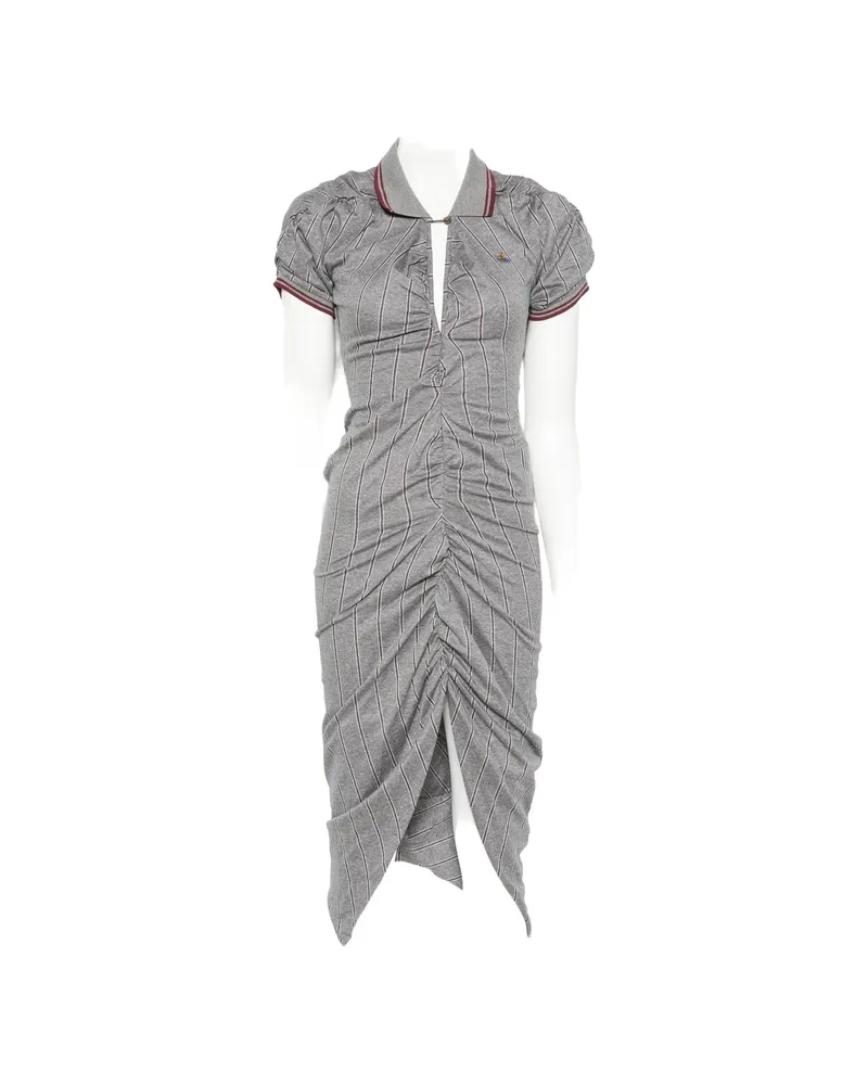 Vivienne Westwood Pulling Ruched Asymmetric Midi Dress Grey