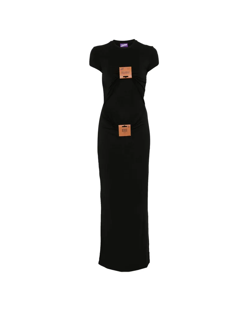 Jean Paul Gaultier Logo-patch Gathered Maxi Dress Black