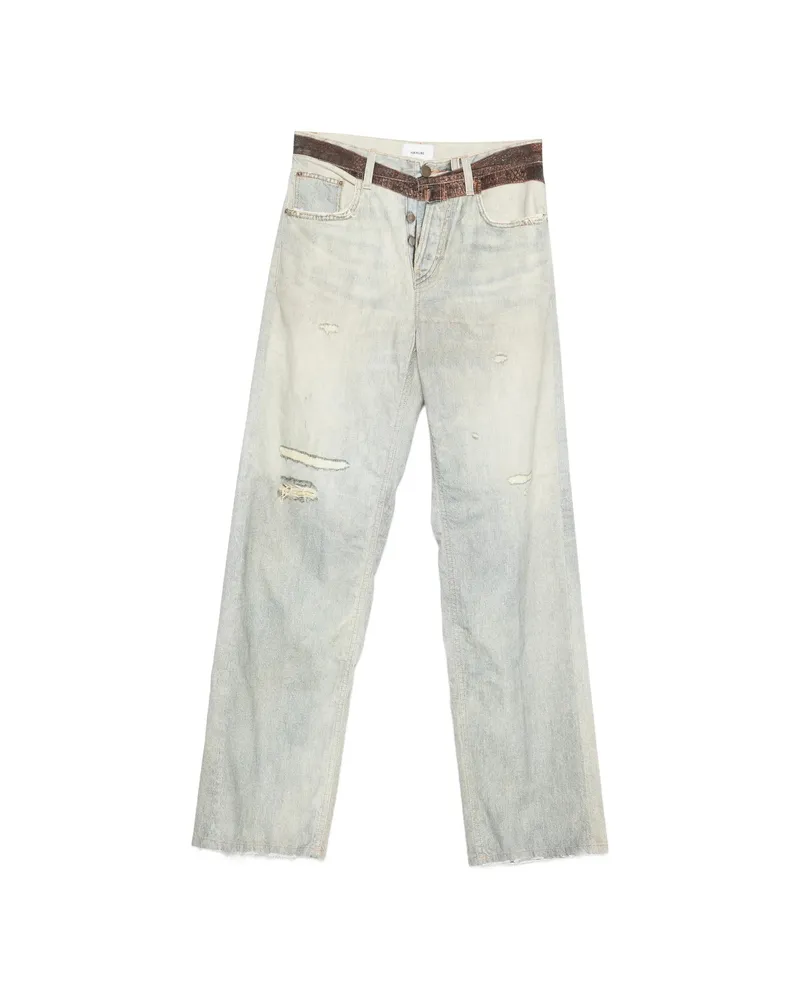 Haikure Bonnie Printed-belt Trousers Blue