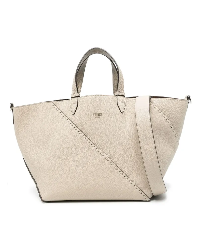 Fendi Small Selleria Diagonal Tote Bag Neutrals