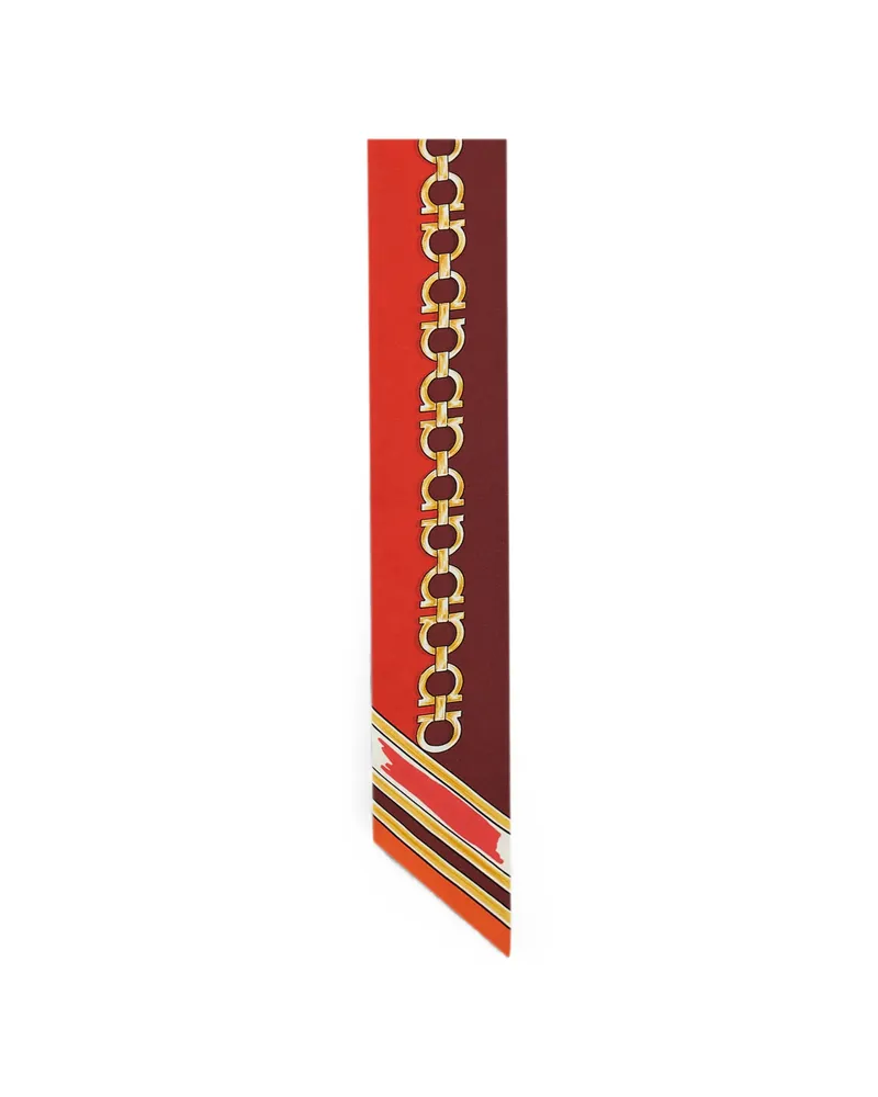 Ferragamo Feline-print Bandeau Scarf Red