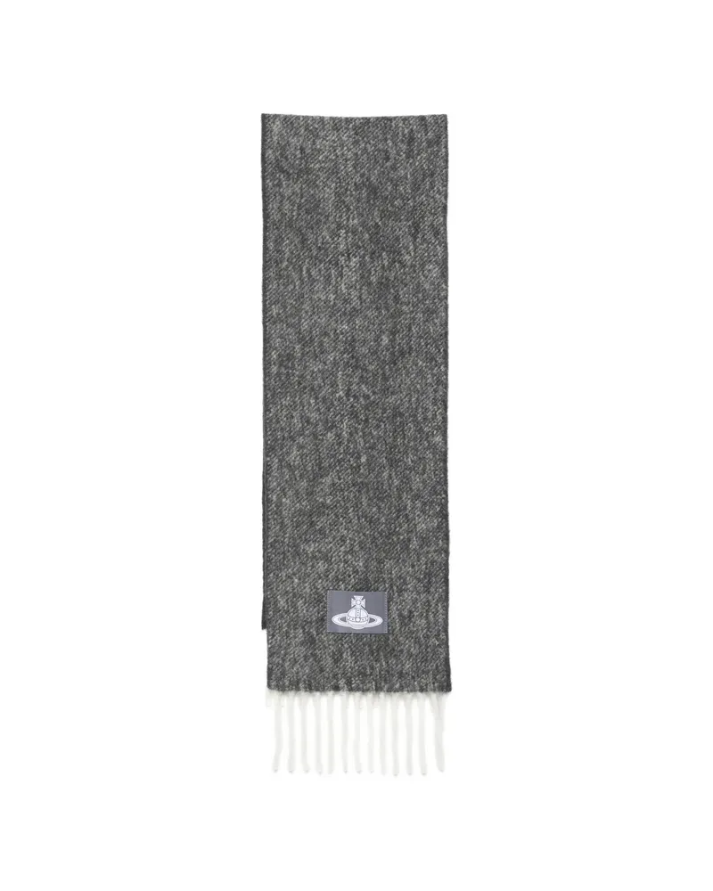 Vivienne Westwood Orb-patch Fringed Scarf Grey