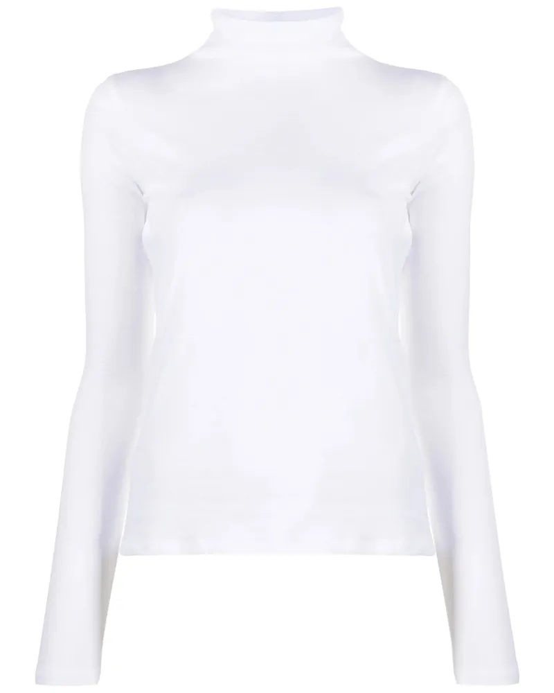 Vince Roll-neck Cotton Blouse White