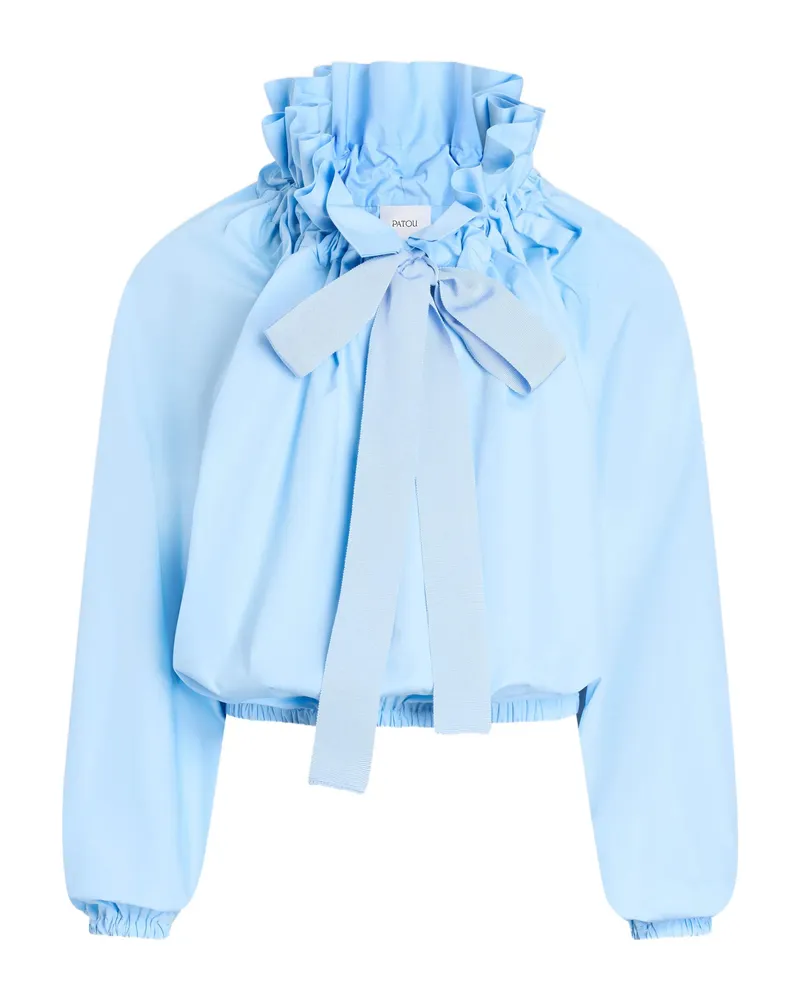 Patou Ruffled Ribbon Top Blue