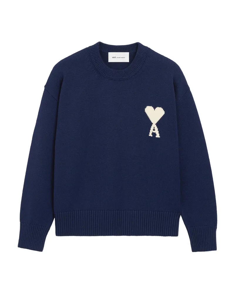 AMI Paris Ami De Coeur Logo-detail Sweater Blue