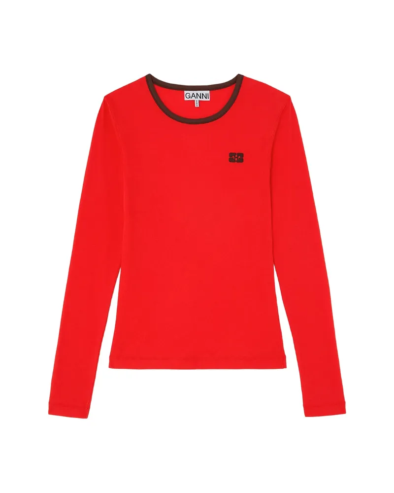 Ganni Long-sleeve T-shirt Red