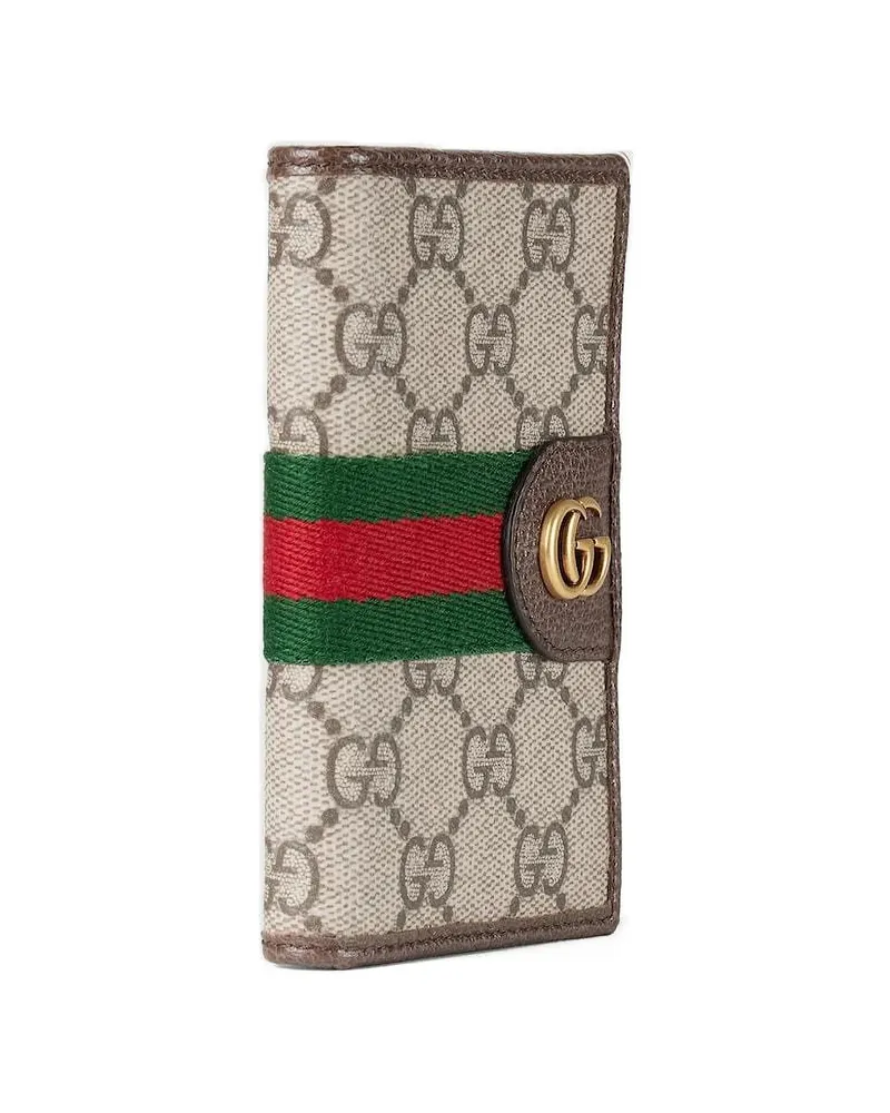 Gucci Ophidia Stripe Card Case Neutrals