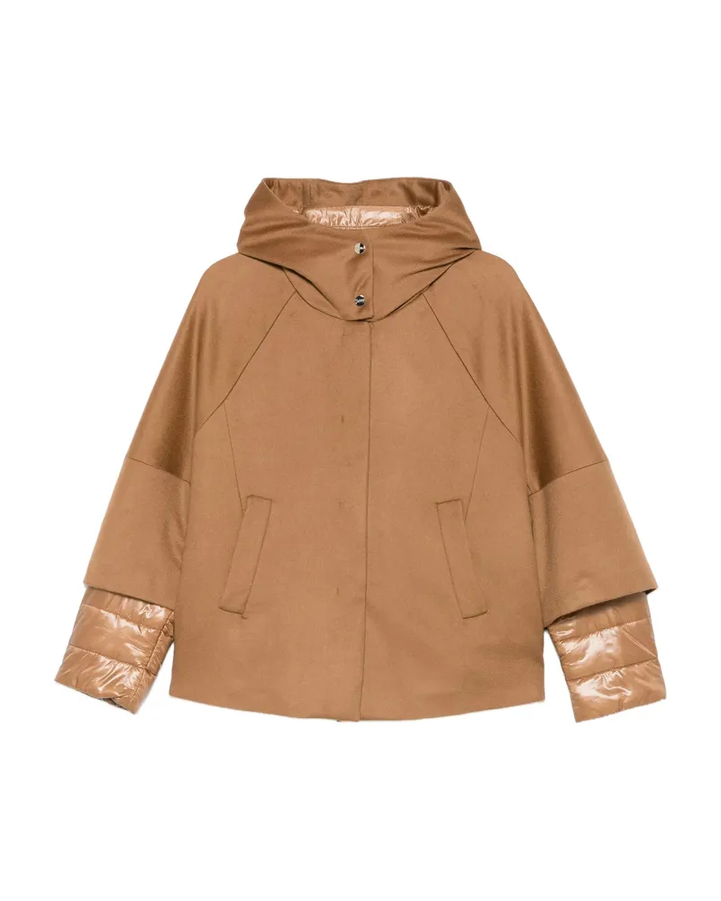 Herno Hooded Panelled Jacket Brown