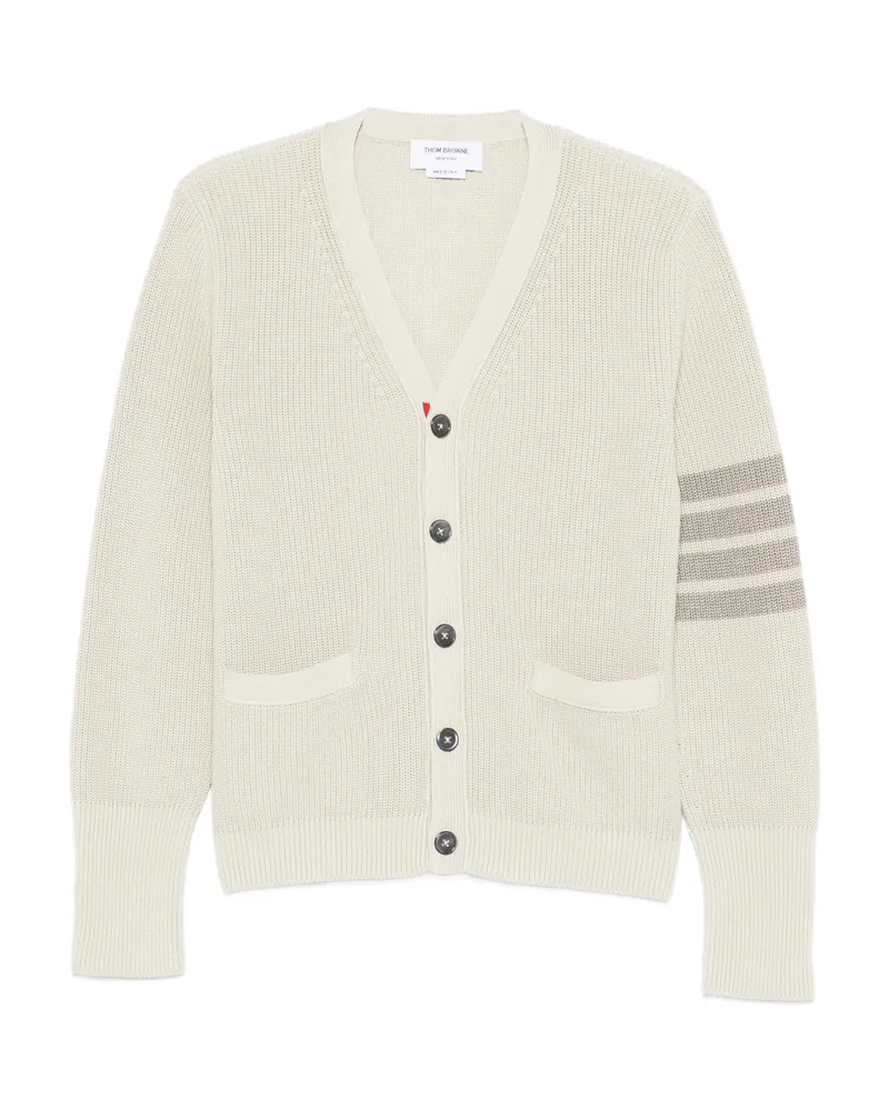 Thom Browne 4-Bar Stripe Pockets Cardigan Neutrals
