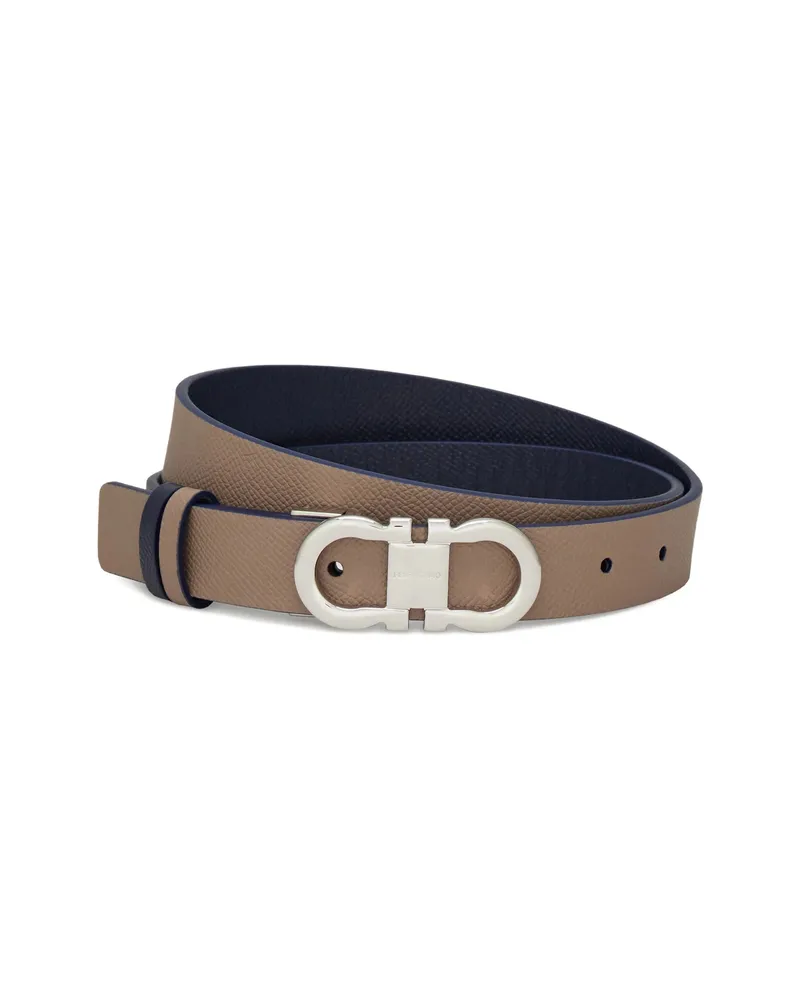Ferragamo Gancini Reversible And Adjustable Belt Brown