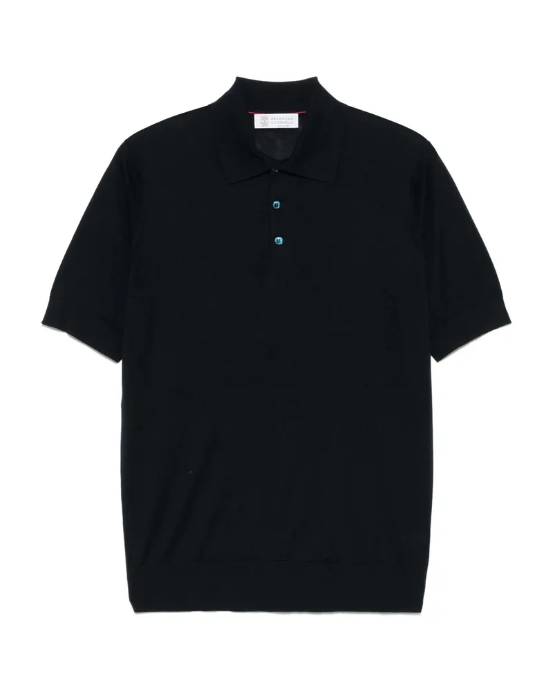 Brunello Cucinelli Knitted Polo Shirt Blue