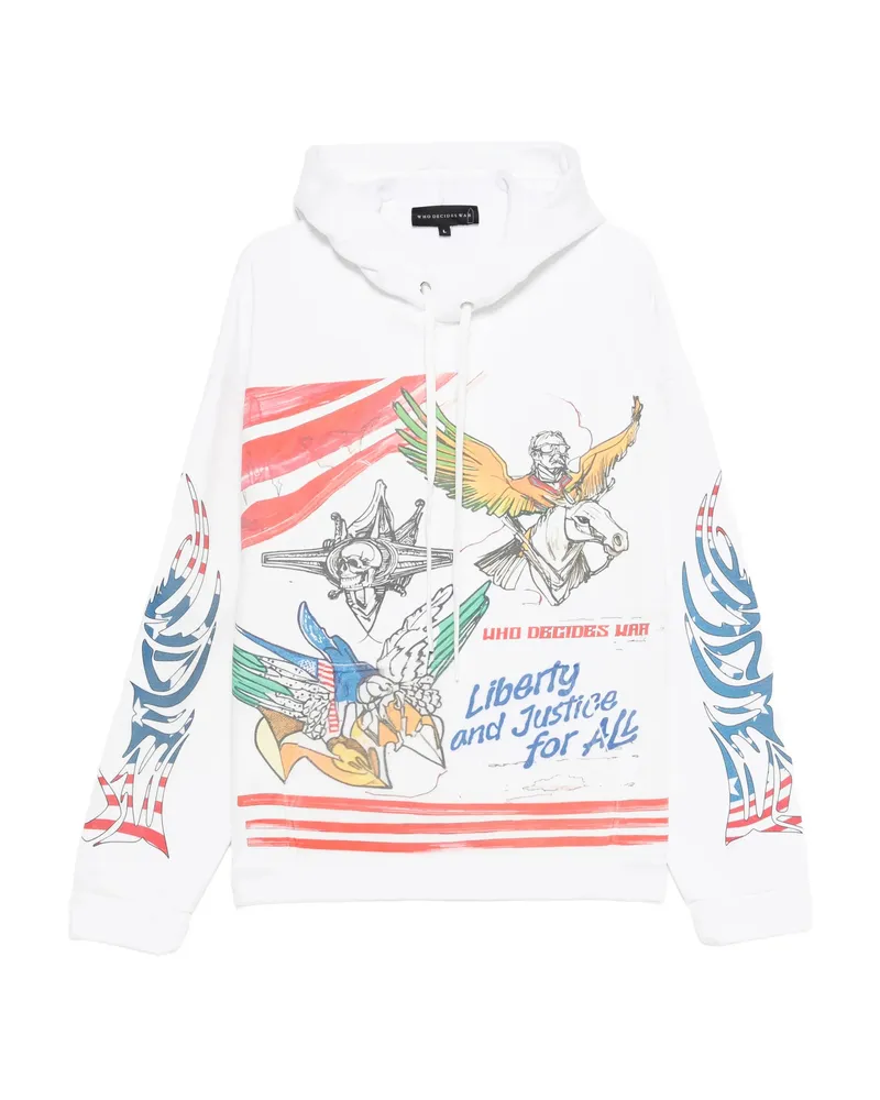 WHO DECIDES WAR Liberty Graphic-print Hoodie White