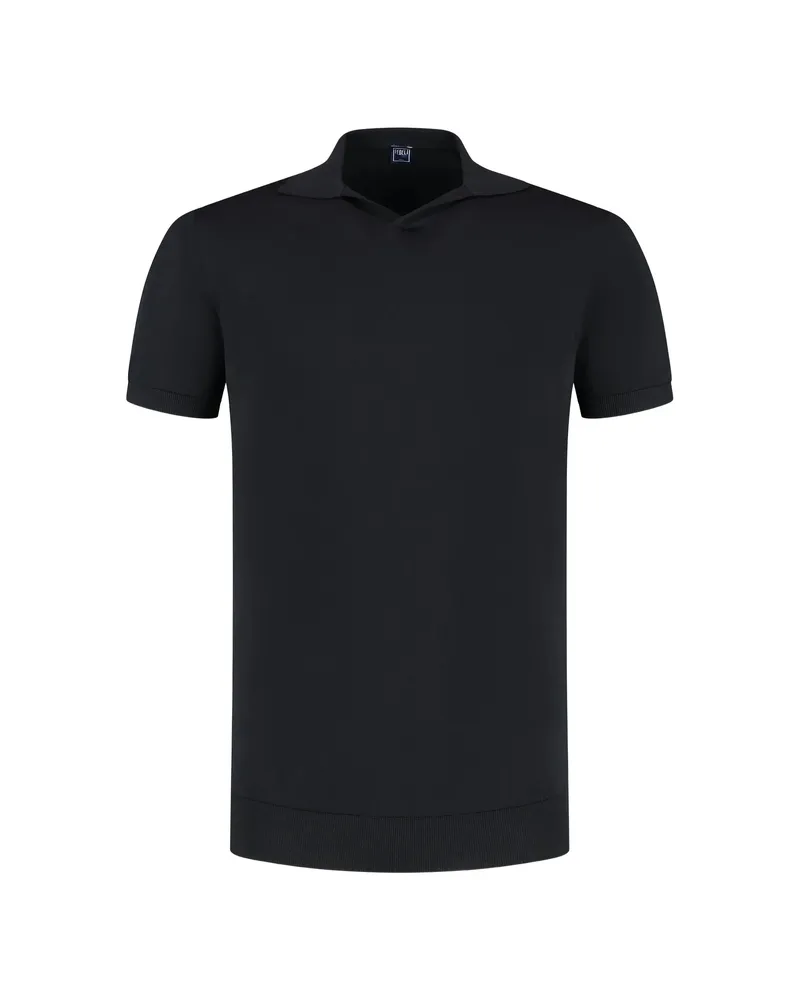 Fedeli Short-sleeve Polo-collar T-shirt Black