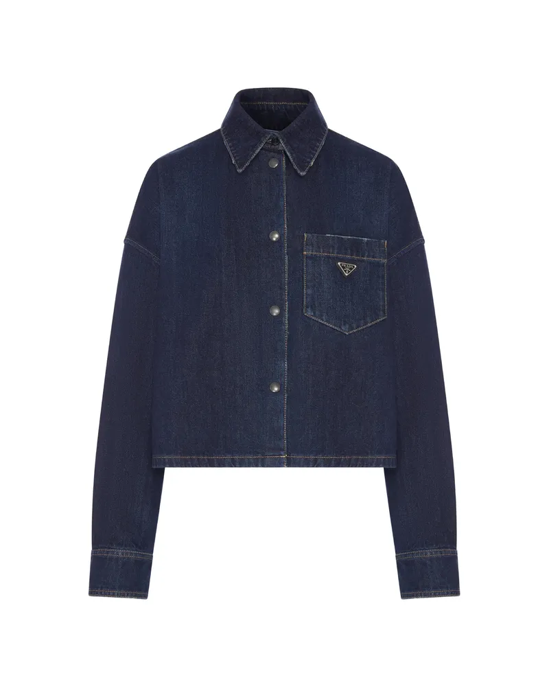 Prada Logo-plaque Denim Jacket Blue