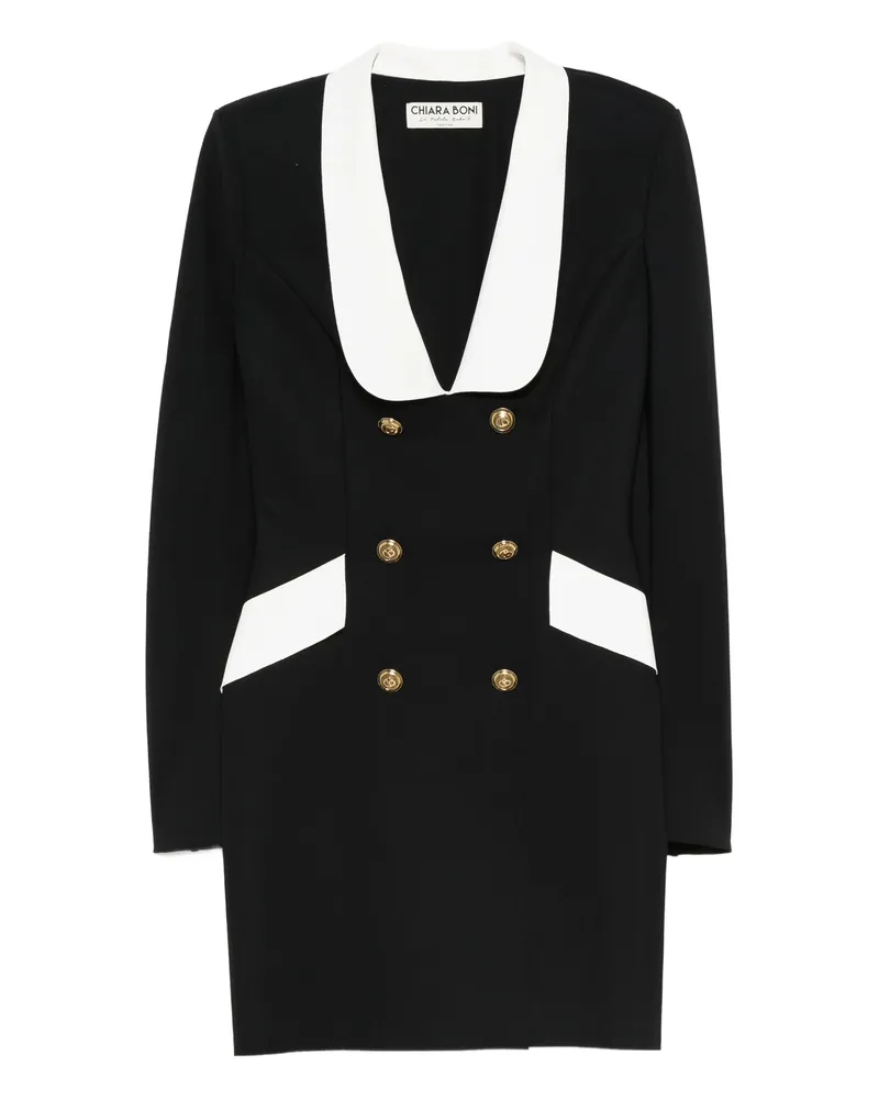 Chiara Boni Double-breasted Blazer Dress Black