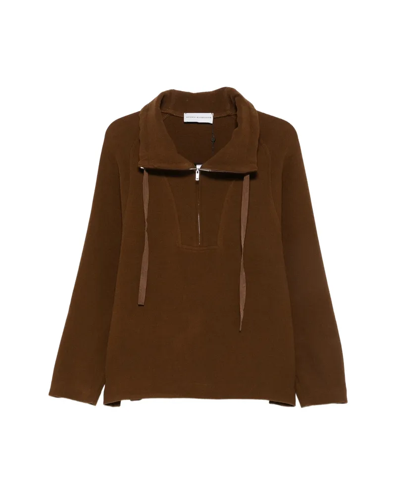 Studio Nicholson Quarter-zip Drawstring Sweatshirt Brown