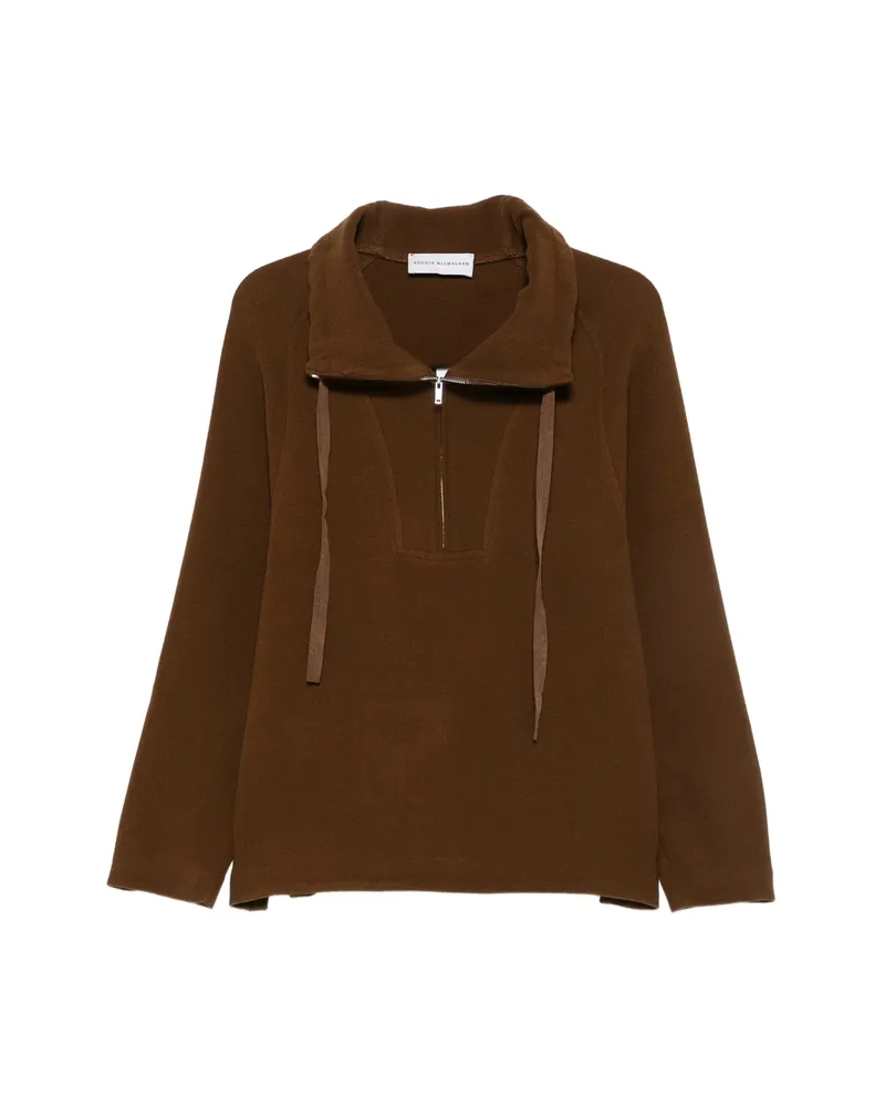 Studio Nicholson Quarter-zip Drawstring Sweatshirt Brown