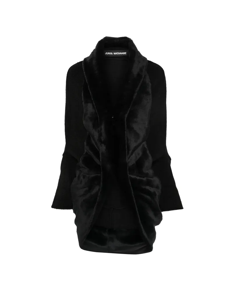 Junya Watanabe Faux-fur Shawl-collar Jacket Black