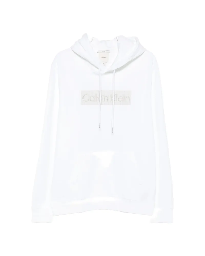Calvin Klein Logo-patch Drawstring Hoodie White