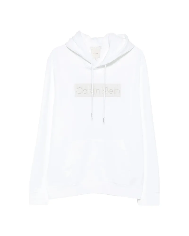 Calvin Klein Logo-patch Drawstring Hoodie White