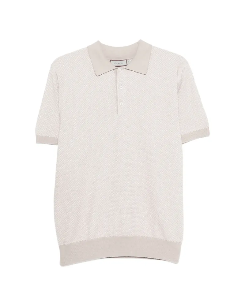 Canali Textured Polo Shirt Neutrals