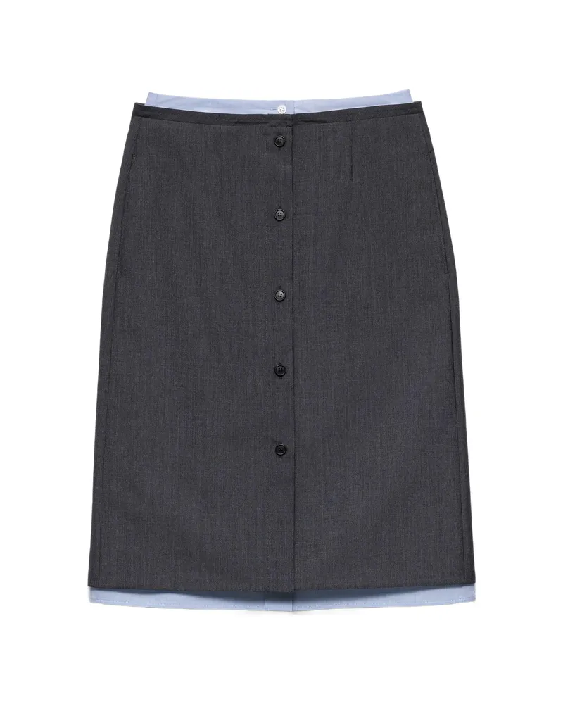 Prada Light Mohair And Chambray Skirt Grey