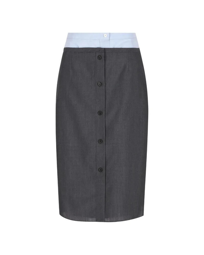 Prada Button-down Layered-effect Midi Skirt Grey